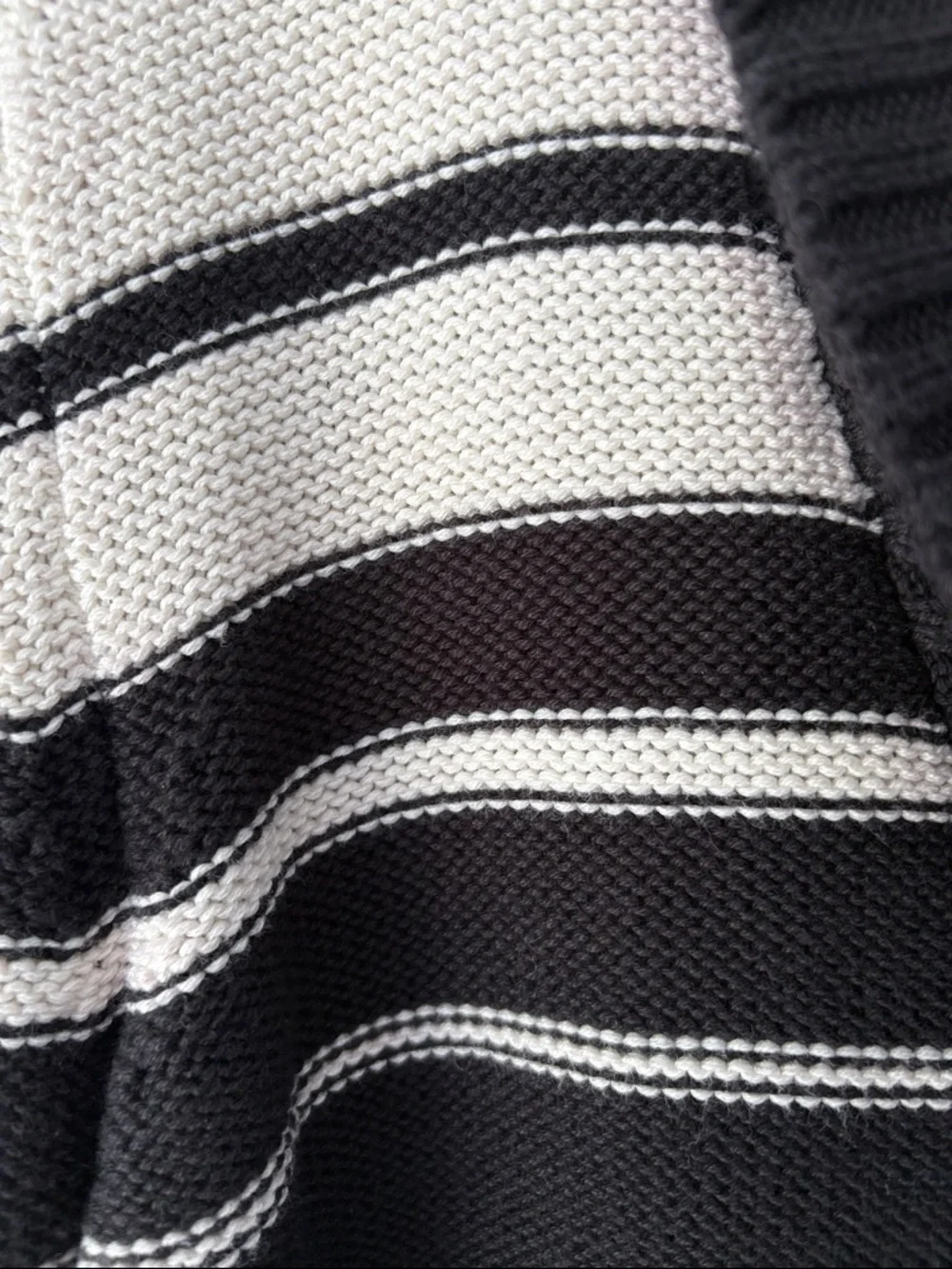 XL Charter Club Black and Cream Striped Shawl Collar button up‎ Cardigan Sweater